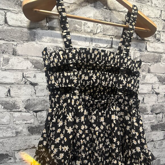 EUC ASOS Design Cami Mini Sundress Black w/ Raw Daisy Print size 4 - Picture 7 of 13
